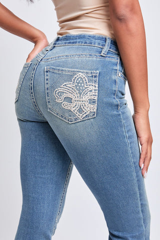 Pants Women's Heavy Stitch Mid Rise Bootcut Stud Jeans