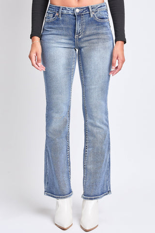 Pants Women's Mid Rise Heavy Stitch Embroidered Bootcut Jeans