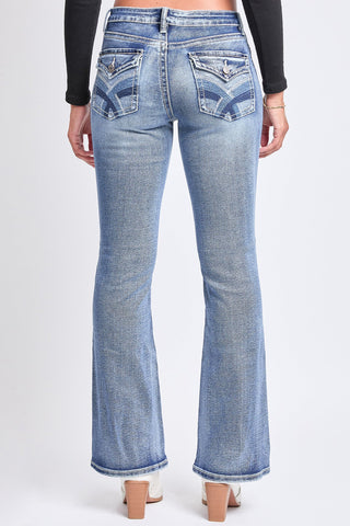 Pants Women's Mid Rise Heavy Stitch Embroidered Bootcut Jeans