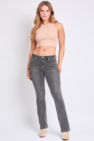 Pants Women's Mid Rise Heavy Stitch Embroidered Bootcut Jeans