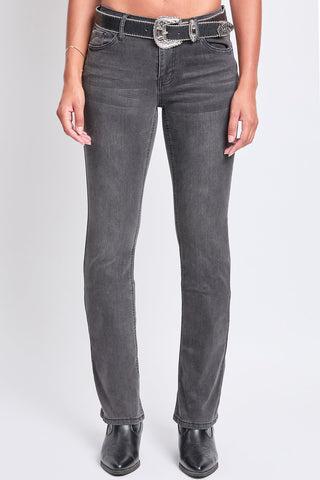 Pants Women's Mid Rise Flap Pocket Belted Bootcut Jeans