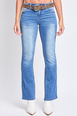 Women's Mid Rise Belted Bootcut Jeans