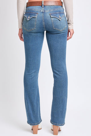Women's Mid Rise Belted Bootcut Jeans