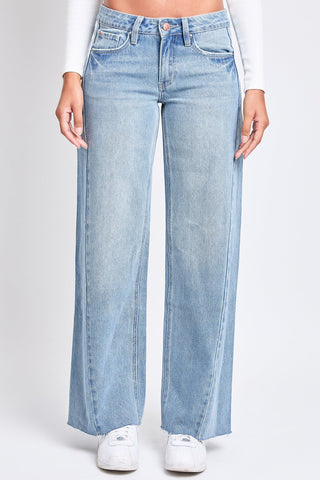 Pants Women's Mid Rise Rigid Detailed Wide Leg Jeans