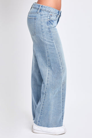 Pants Women's Mid Rise Rigid Detailed Wide Leg Jeans