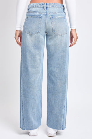 Pants Women's Mid Rise Rigid Detailed Wide Leg Jeans