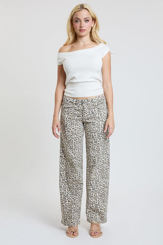 Women's Britney Leopard Wide Leg Jeans