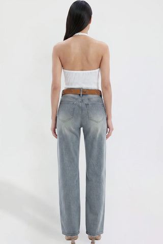Women's Britney Belted Wide Leg Jeans