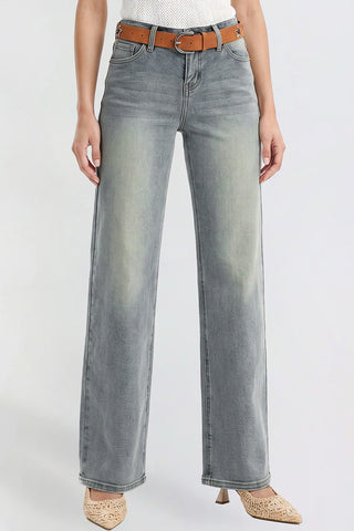 Women's Britney Belted Wide Leg Jeans