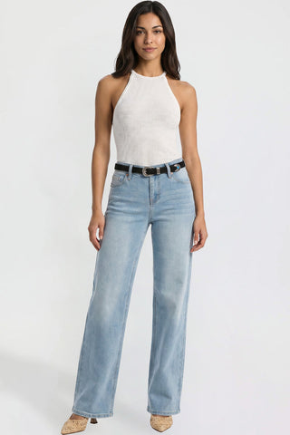 Women's Britney Belted Wide Leg Jeans