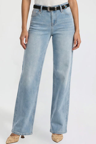 Women's Britney Belted Wide Leg Jeans