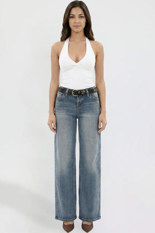 Women's Britney Belted Wide Leg Jeans