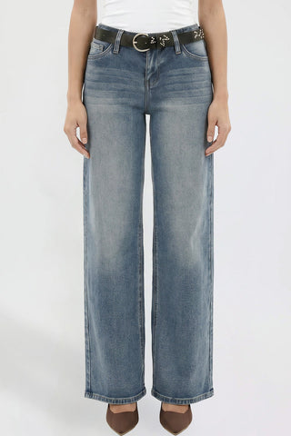 Women's Britney Belted Wide Leg Jeans