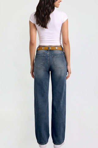 Women's Britney Belted Wide Leg Jeans