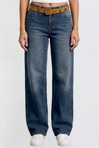 Women's Britney Belted Wide Leg Jeans