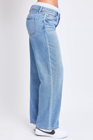 Pants Women's Mid Rise Relax Fit Wide Leg Boxer Jeans