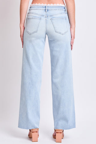 Women's Lace Trim Wide Leg Jeans