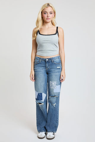 Pants Women's Britney Patchwork Wide Leg Jeans