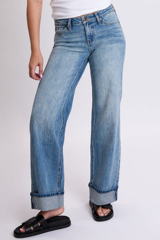 Women's Britney Low Rise Wide Leg Cuff Jeans