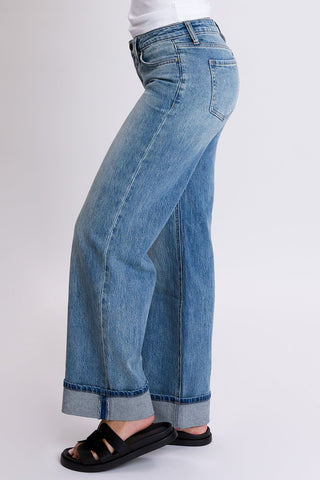 Women's Britney Low Rise Wide Leg Cuff Jeans