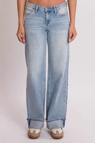 Women's Britney Low Rise Wide Leg Cuff Jeans
