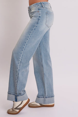 Women's Britney Low Rise Wide Leg Cuff Jeans