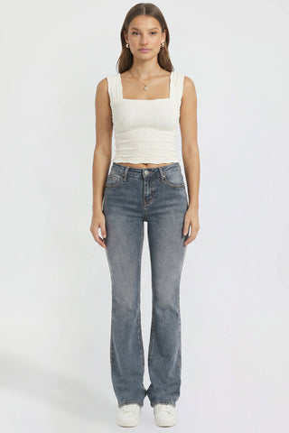 Women's Bootcut Jeans with Cross Hatch Detail