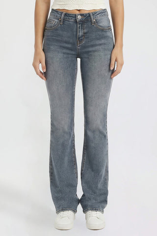 Women's Bootcut Jeans with Cross Hatch Detail