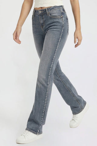 Women's Bootcut Jeans with Cross Hatch Detail