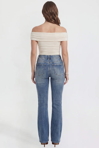 Women's Bootcut Jeans with Cross Hatch Detail