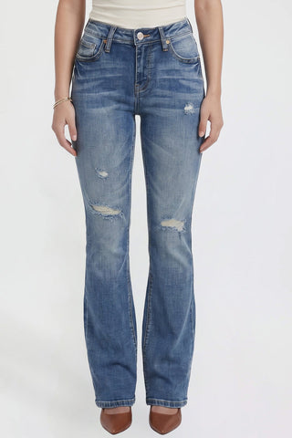 Women's Bootcut Jeans with Cross Hatch Detail