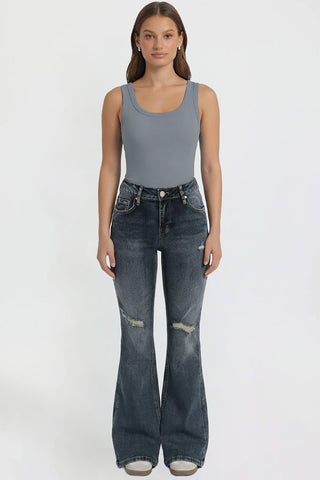 Women's Bootcut Jeans with Cross Hatch Detail