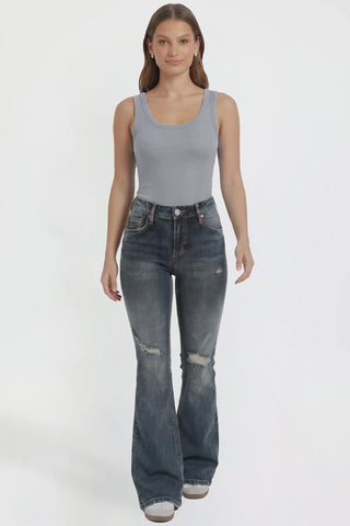 Women's Bootcut Jeans with Cross Hatch Detail