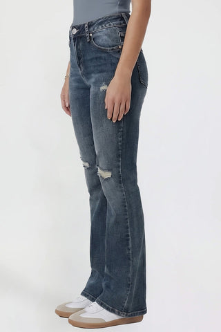 Women's Bootcut Jeans with Cross Hatch Detail