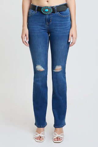 Pants Women's Mid Rise Belted Bootcut Jeans