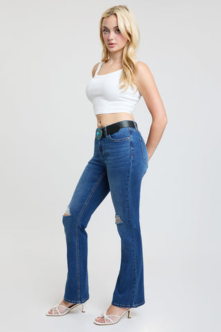 Pants Women's Mid Rise Belted Bootcut Jeans