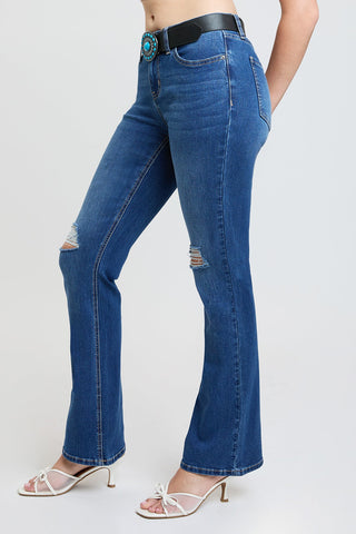 Pants Women's Mid Rise Belted Bootcut Jeans
