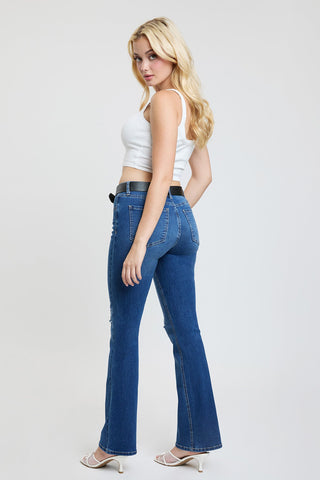 Pants Women's Mid Rise Belted Bootcut Jeans