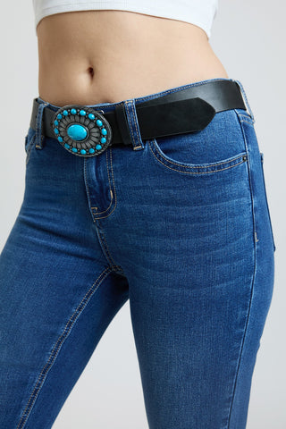 Pants Women's Mid Rise Belted Bootcut Jeans