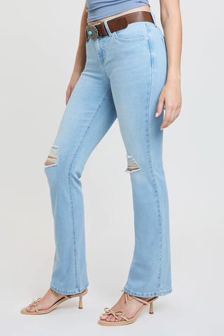 Pants Women's Mid Rise Belted Bootcut Jeans