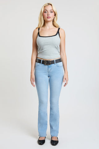 Pants Women's Mid Rise Belted Bootcut Jeans