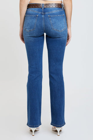 Women's Mid Rise Belted Bootcut Jeans
