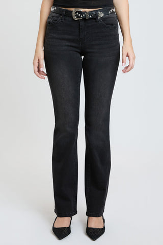 Pants Women's Mid Rise Belted Bootcut Jeans
