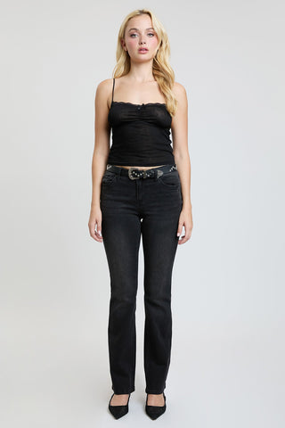 Pants Women's Mid Rise Belted Bootcut Jeans