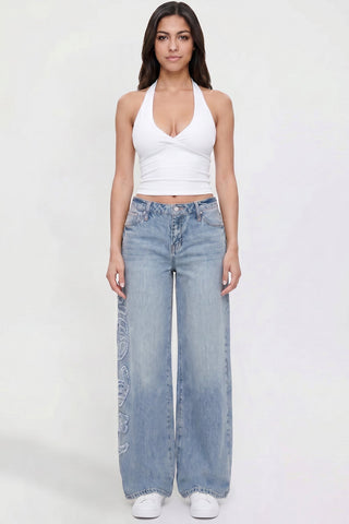 Women's Joey Super Wide Leg Jeans with Love Patch