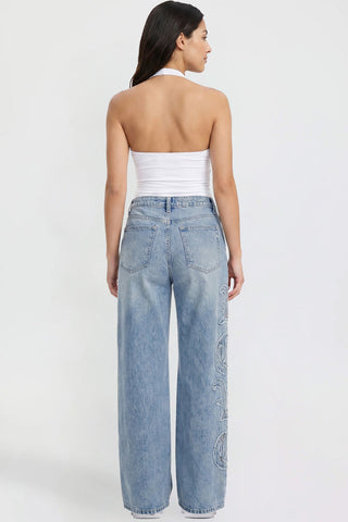 Women's Joey Super Wide Leg Jeans with Love Patch