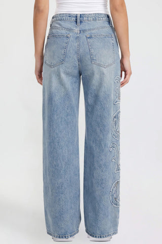 Women's Joey Super Wide Leg Jeans with Love Patch