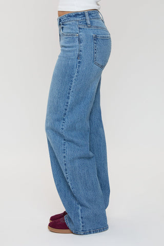 Women's Luxe Asymmetrical Wide Leg Jeans