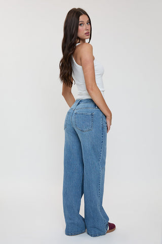 Women's Luxe Asymmetrical Wide Leg Jeans
