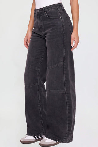 Women's Moto Relaxed Rise Baggy Barrel Jeans with Seam Detail
